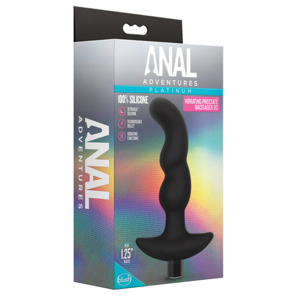 Anal Toy Anal Adventures Platinum Silicone Vibrating Prostate Massager 03 Black