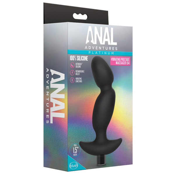 Anal Adventures Platinum Silicone Vibrating Prostate Massager 04?-Black