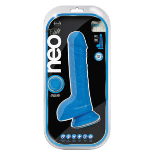 Neo Elite Silicone Dual Density Cock with Balls-Neon Blue 9"
