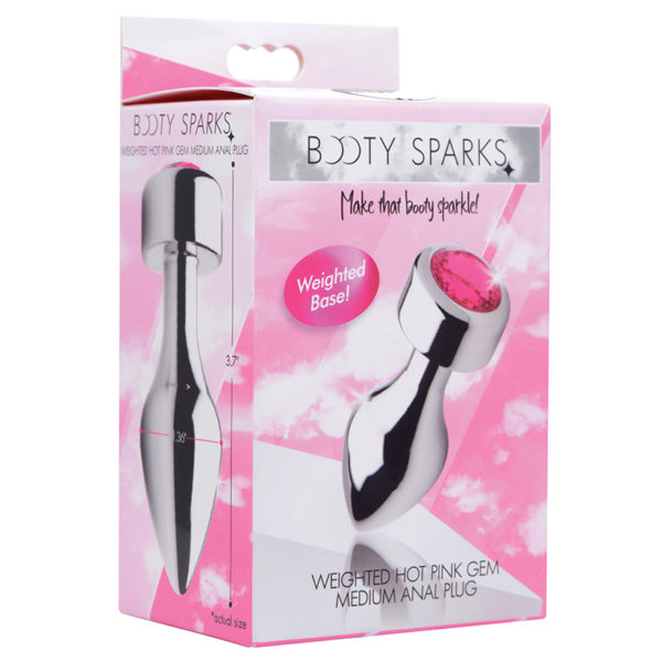 Booty Sparks Weighted Base Aluminum Plug Pink Gem-Medium