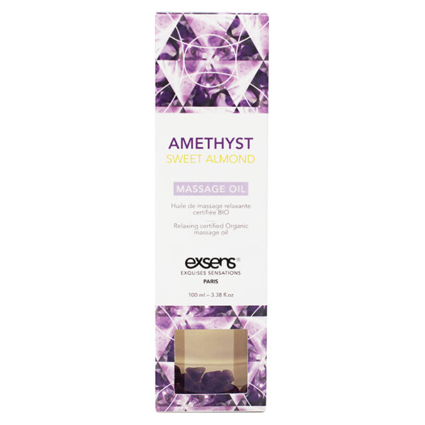 Exsens Organic Massage Oil with stones-Amethyst Sweet Almond