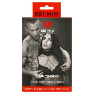 SEI MIO Twin Tweaks Velvet Collar with Nipple Clamps