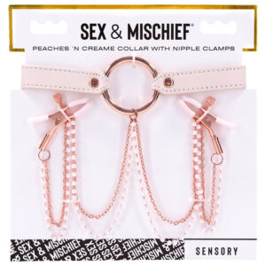 S&M Peaches ?n CreaMe Collar with Nipple Clamps