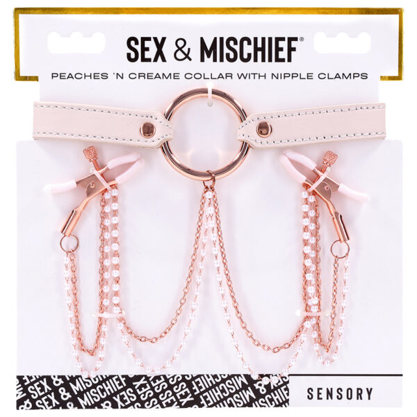 S&M Peaches ?n CreaMe Collar with Nipple Clamps